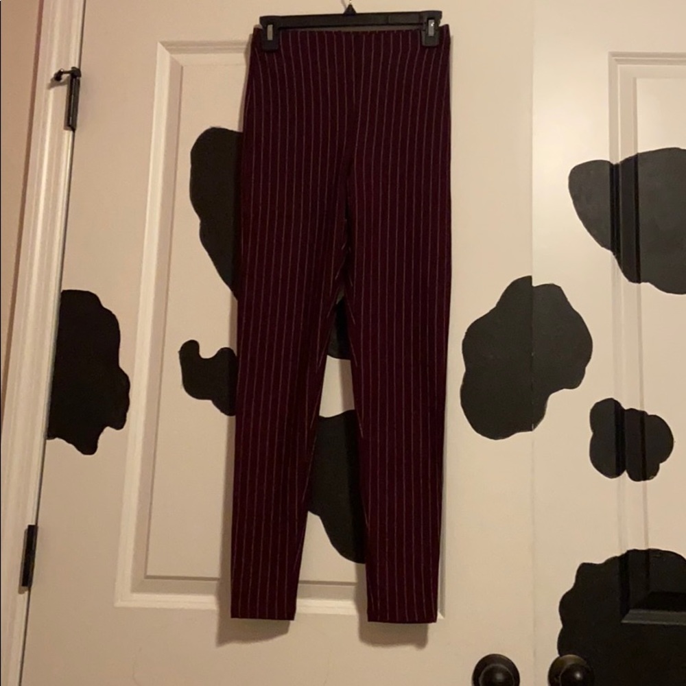 Brand new F21 Burgundy vertical striped pants